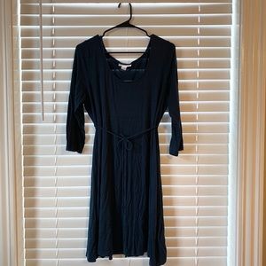 Motherhood Maternity Cotton Dress- blue jewel tone